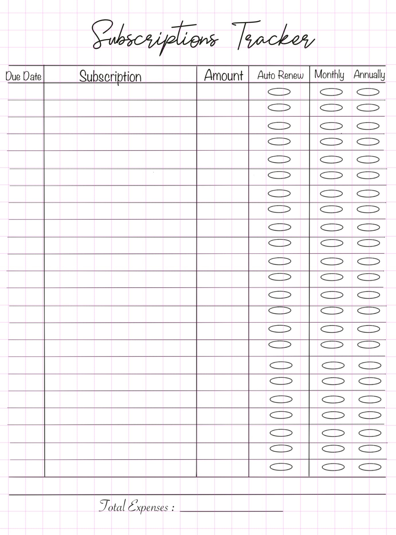 Subscriptions Tracker