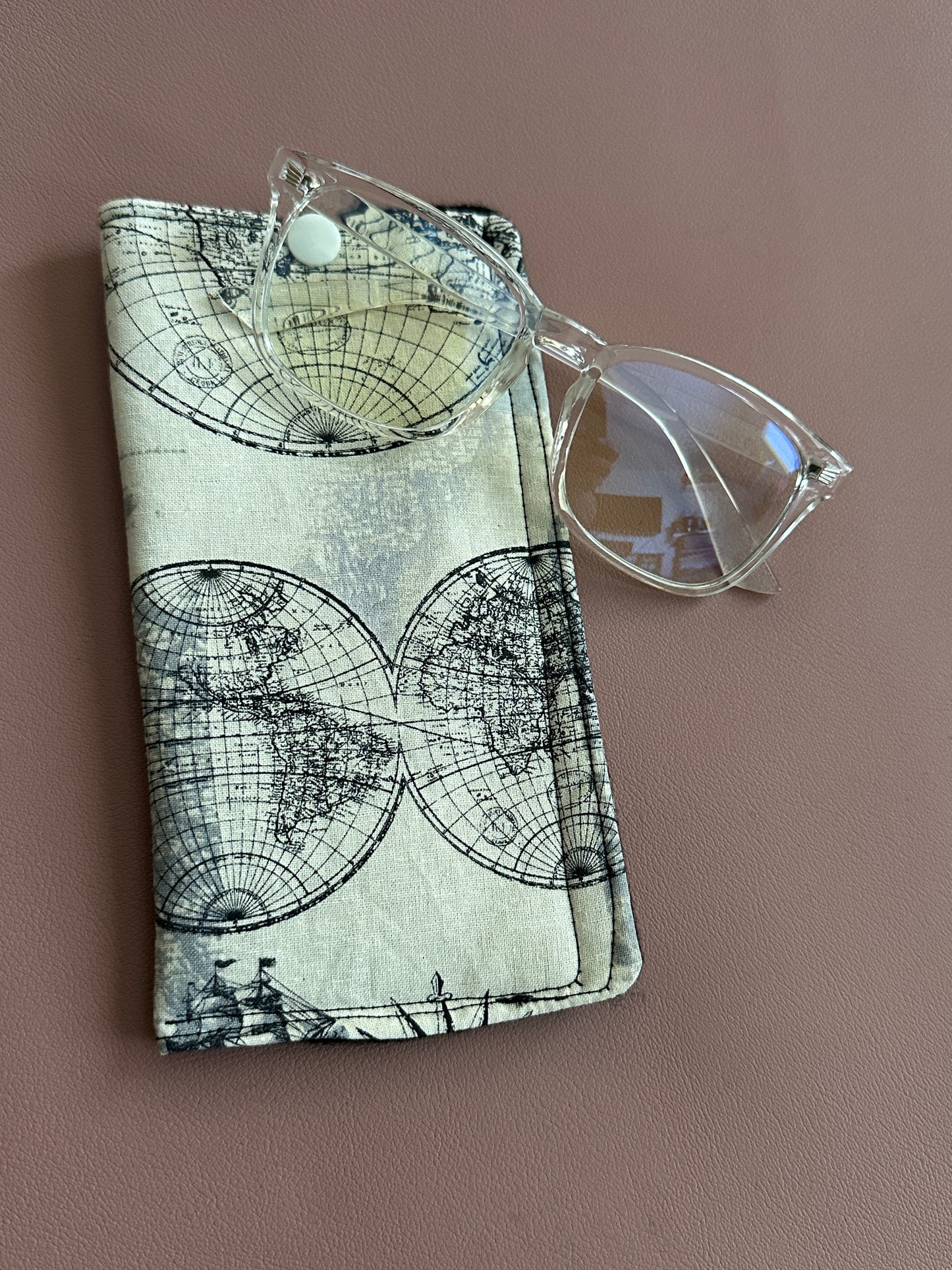 World Map themed Glasses Pouch