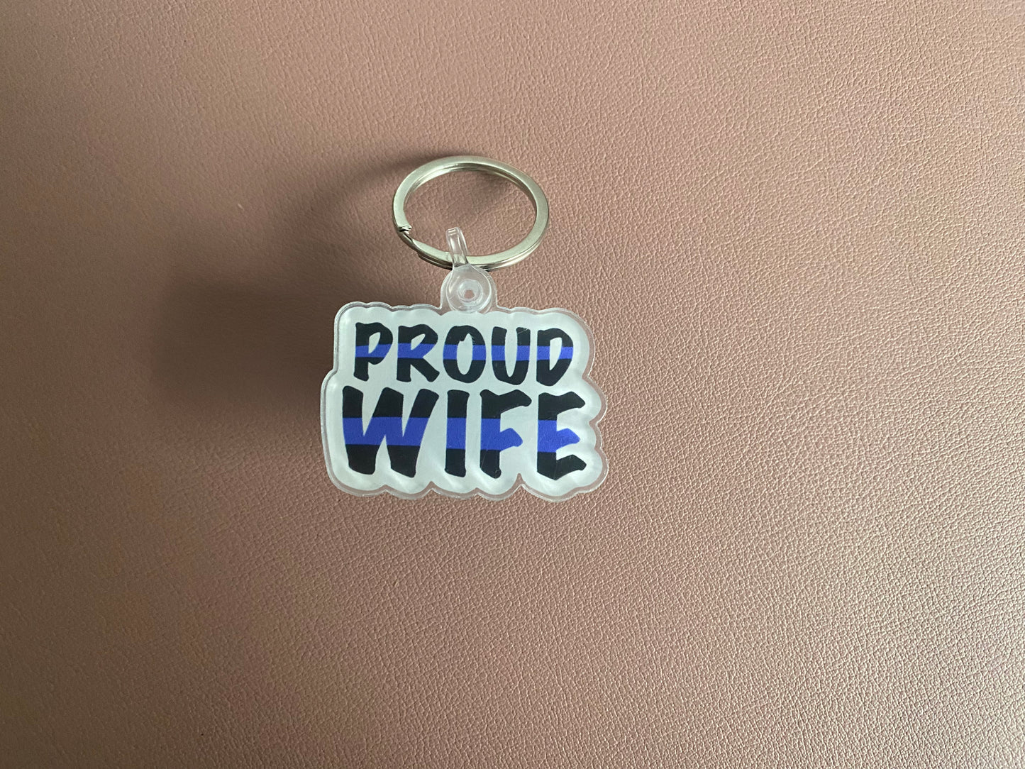 Thin Blue Line Proud Wife Keychain