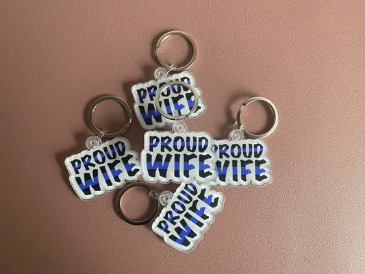 Thin Blue Line Proud Wife Keychain